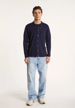 Montagut Chemises-Chemise manches longues en lin cachemire - Bazar 05-Bleu marine