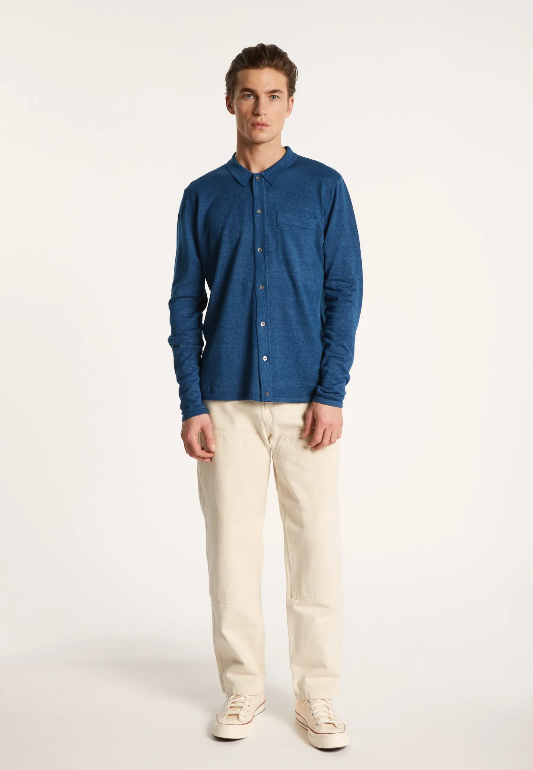 Montagut Chemises-Chemise manches longues en lin cachemire - Bazar 06-Bleu moyen