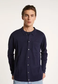 Montagut Chemises-Chemise manches longues en lin cachemire - Bazar 05-Bleu marine