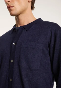 Montagut Chemises-Chemise manches longues en lin cachemire - Bazar 05-Bleu marine
