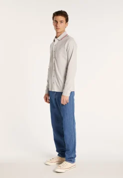 Montagut Chemises-Chemise manches longues en coton jersey - Baggy 11-Gris clair