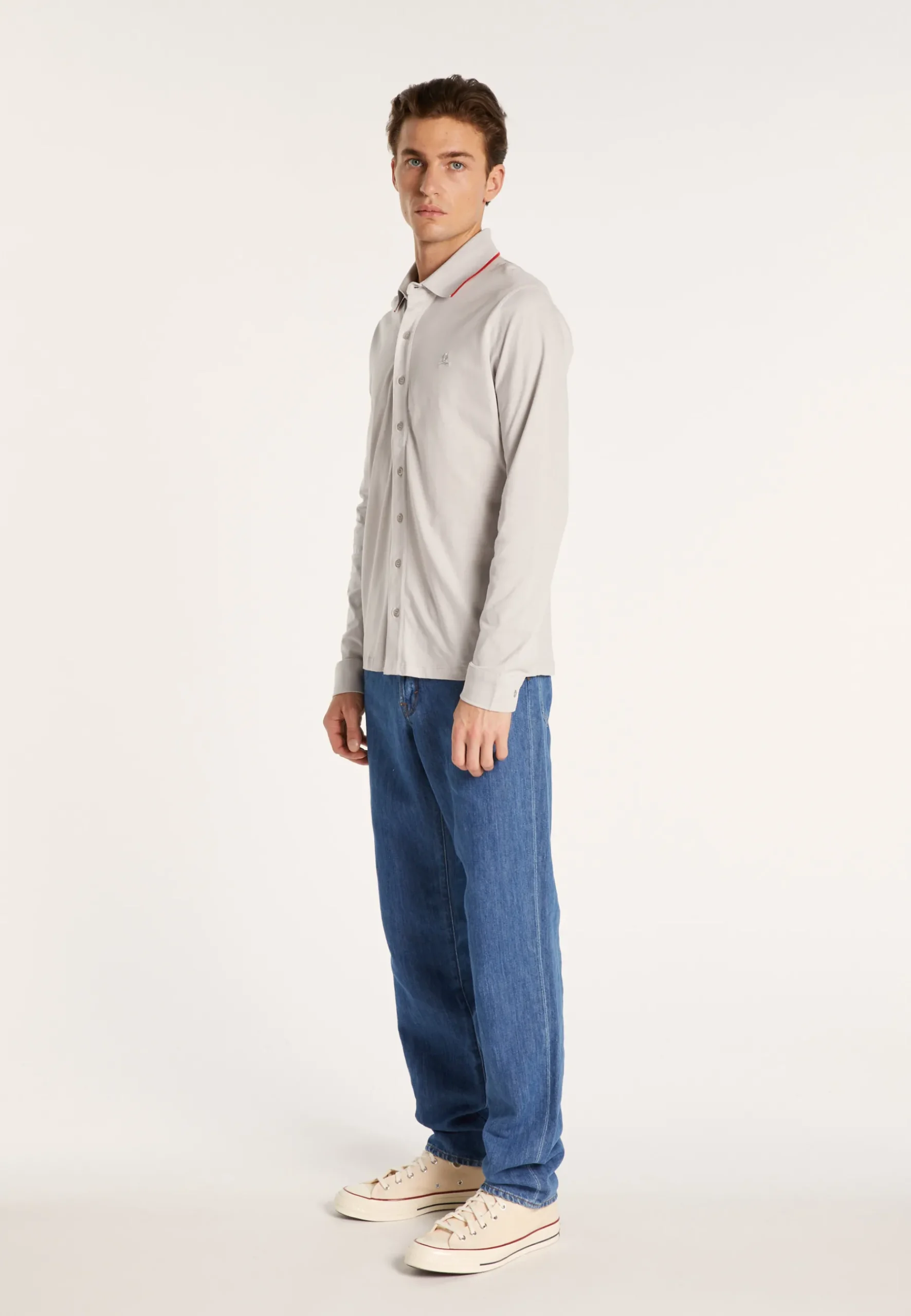 Montagut Chemises-Chemise manches longues en coton jersey - Baggy 11-Gris clair