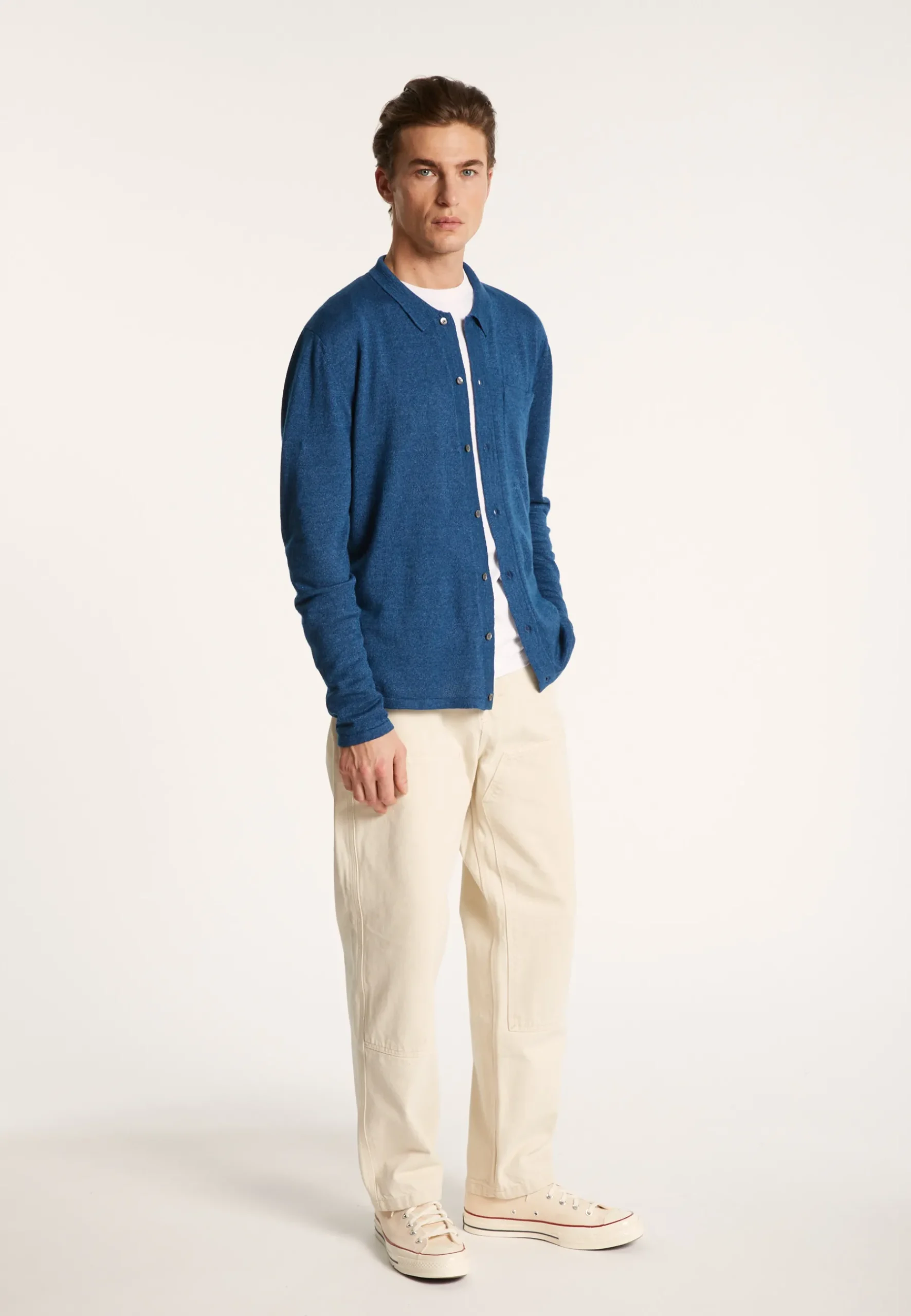 Montagut Chemises-Chemise manches longues en lin cachemire - Bazar 06-Bleu moyen