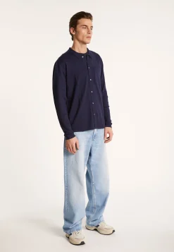 Montagut Chemises-Chemise manches longues en lin cachemire - Bazar 05-Bleu marine