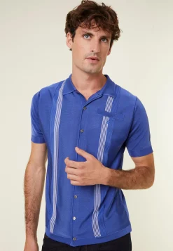 Montagut Chemises-Chemise rayée manches courtes en Fil Lumière - Fabion 06-Bleu moyen