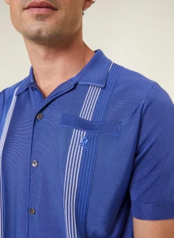 Montagut Chemises-Chemise rayée manches courtes en Fil Lumière - Fabion 06-Bleu moyen