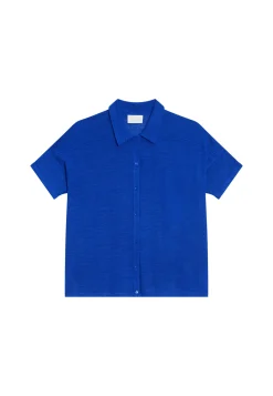 Montagut T-Shirts Et Débardeurs-Chemisier en lin flammé - Pablito 48-Bleu roi