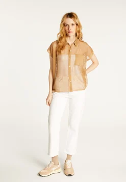 Montagut T-Shirts Et Débardeurs-Chemisier manches courtes effet irrisé - Stacy 14-Beige foncé