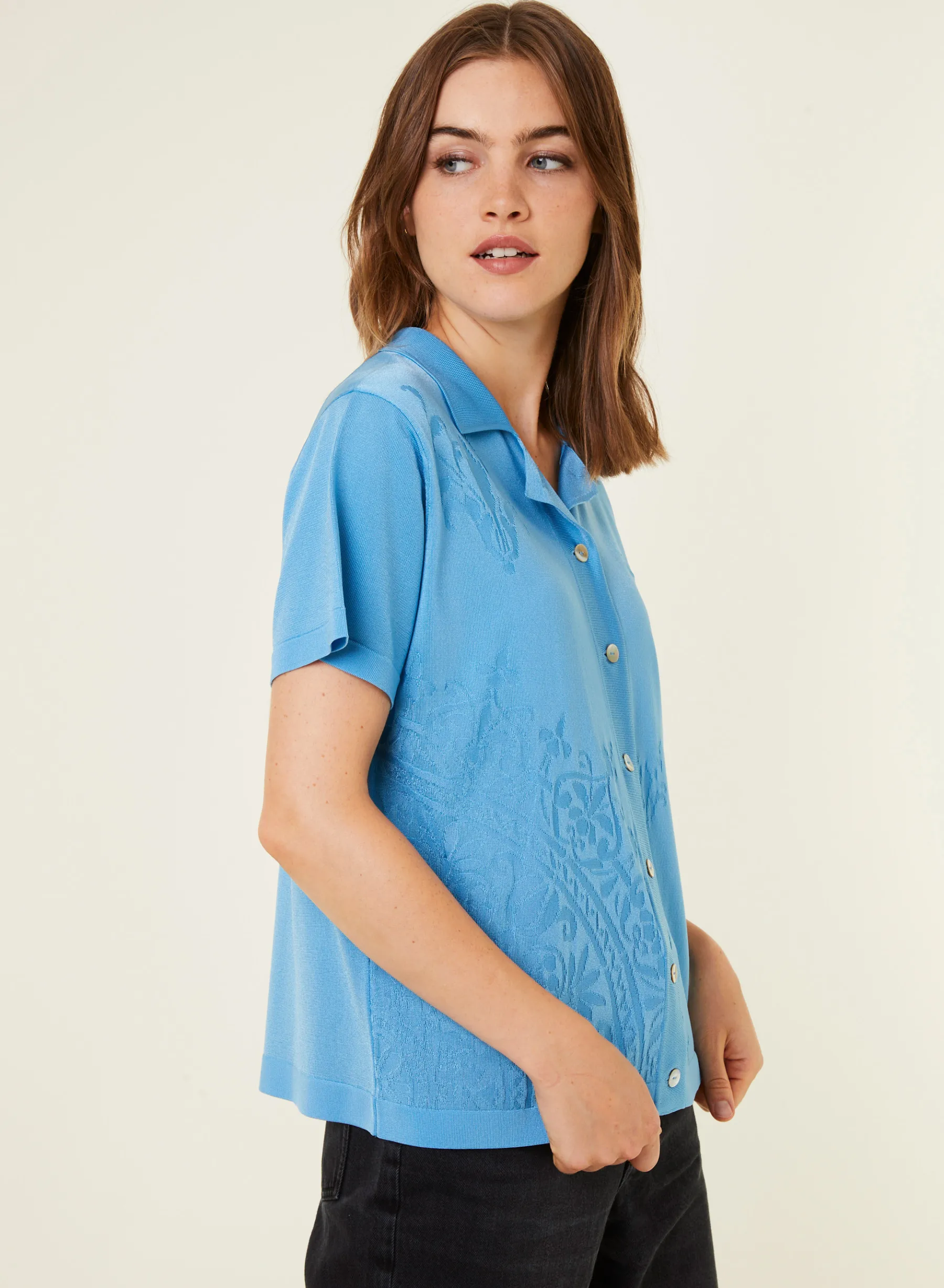 Montagut Chemisiers Et Polos-Chemisier manches courtes à motifs - Eloise 04-Bleu clair
