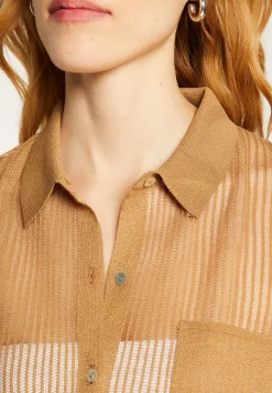 Montagut T-Shirts Et Débardeurs-Chemisier manches courtes effet irrisé - Stacy 14-Beige foncé
