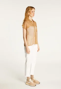 Montagut T-Shirts Et Débardeurs-Chemisier manches courtes effet irrisé - Stacy 14-Beige foncé