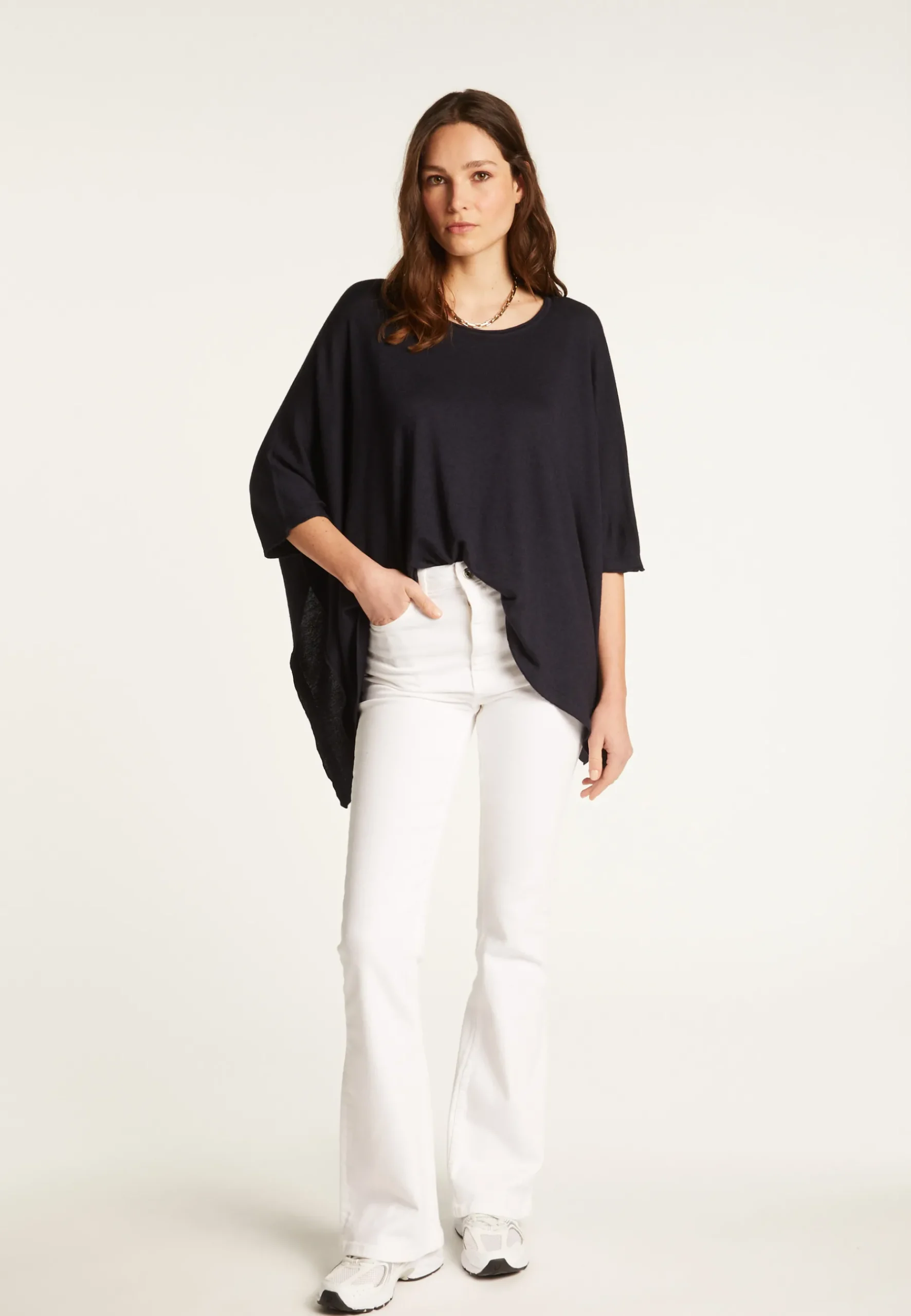 Montagut Vestes Et Cardigans-Châle en cachemire et soie - Demi 05-Bleu marine
