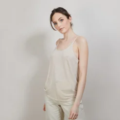 Montagut T-Shirts Et Débardeurs-Débardeur à fines bretelles en lin flammé - Bajah 12-Beige clair