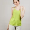 Montagut T-Shirts Et Débardeurs-Débardeur à fines bretelles en lin flammé - Bajah 90-Vert anis