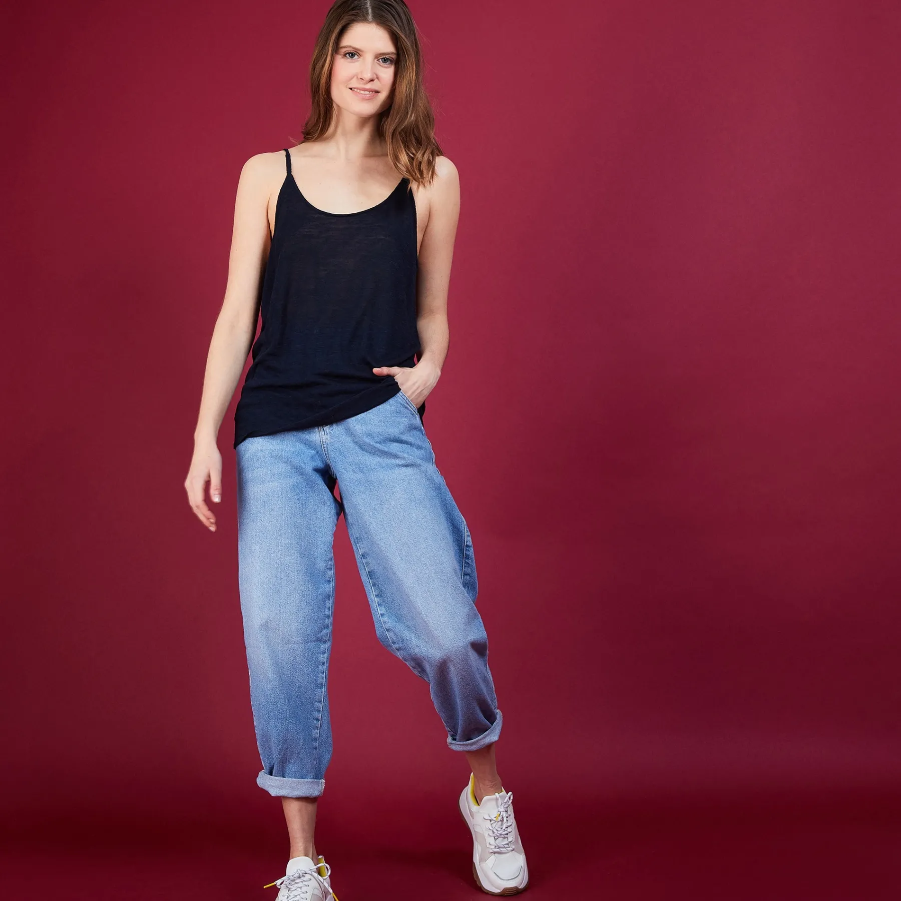 Montagut T-Shirts Et Débardeurs-Débardeur à fines bretelles en lin flammé - Bajah