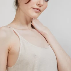 Montagut T-Shirts Et Débardeurs-Débardeur à fines bretelles en lin flammé - Bajah 12-Beige clair