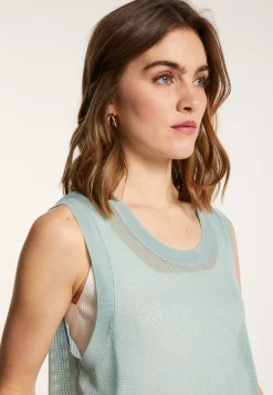 Montagut T-Shirts Et Débardeurs-Débardeur ajouré en Fil Lumière - Linda 94-Vert amande