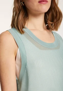 Montagut T-Shirts Et Débardeurs-Débardeur ajouré en Fil Lumière - Linda 94-Vert amande