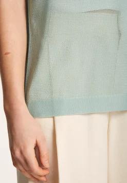 Montagut T-Shirts Et Débardeurs-Débardeur ajouré en Fil Lumière - Linda 94-Vert amande