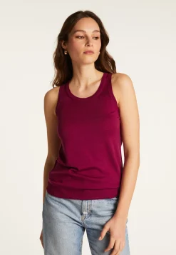 Montagut T-Shirts Et Débardeurs-Débardeur col rond à point jersey en laine mérinos - Antenia 17-Violet