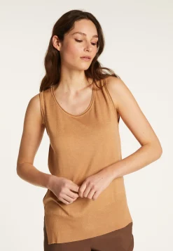 Montagut T-Shirts Et Débardeurs-Débardeur en cachemire et soie - Daisy 88-Camel