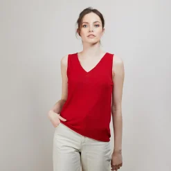 Montagut T-Shirts Et Débardeurs-Débardeur en lin flammé - Boréal 52-Rouge