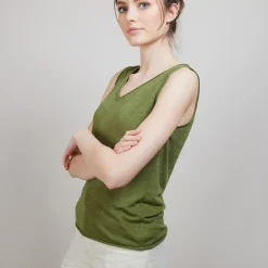 Montagut T-Shirts Et Débardeurs-Débardeur en lin flammé - Boréal 83-Kaki