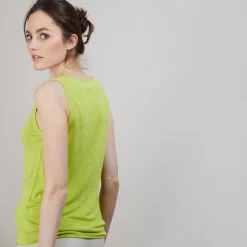 Montagut T-Shirts Et Débardeurs-Débardeur en lin flammé - Boréal 90-Vert anis