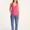 Montagut T-Shirts Et Débardeurs-Débardeur en lin flammé - Lalita 26-Rose foncé