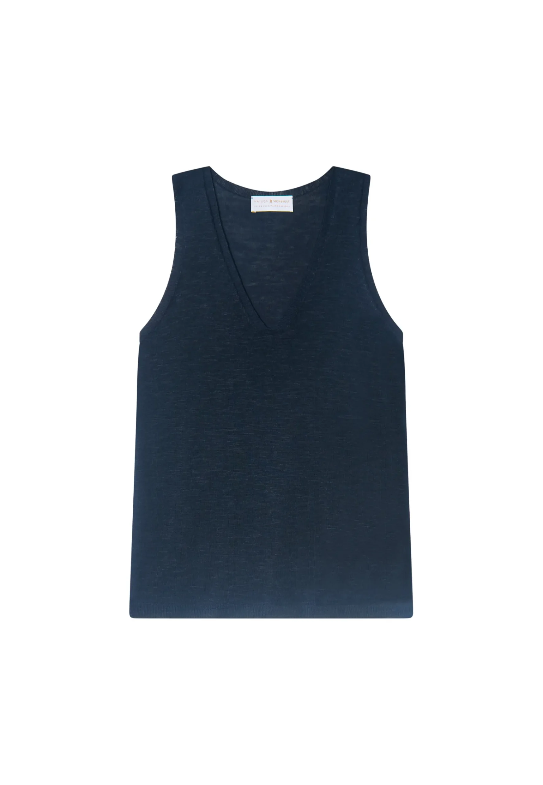 Montagut T-Shirts Et Débardeurs-Débardeur en lin flammé - Lalita 05-Bleu marine