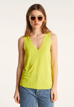 Montagut T-Shirts Et Débardeurs-Débardeur en lin flammé - Lalita 90-Vert anis