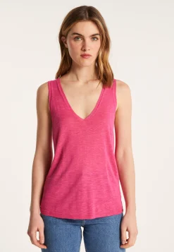 Montagut T-Shirts Et Débardeurs-Débardeur en lin flammé - Lalita 26-Rose foncé