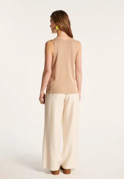 Montagut T-Shirts Et Débardeurs-Débardeur en lin flammé - Lalita 13-Beige moyen