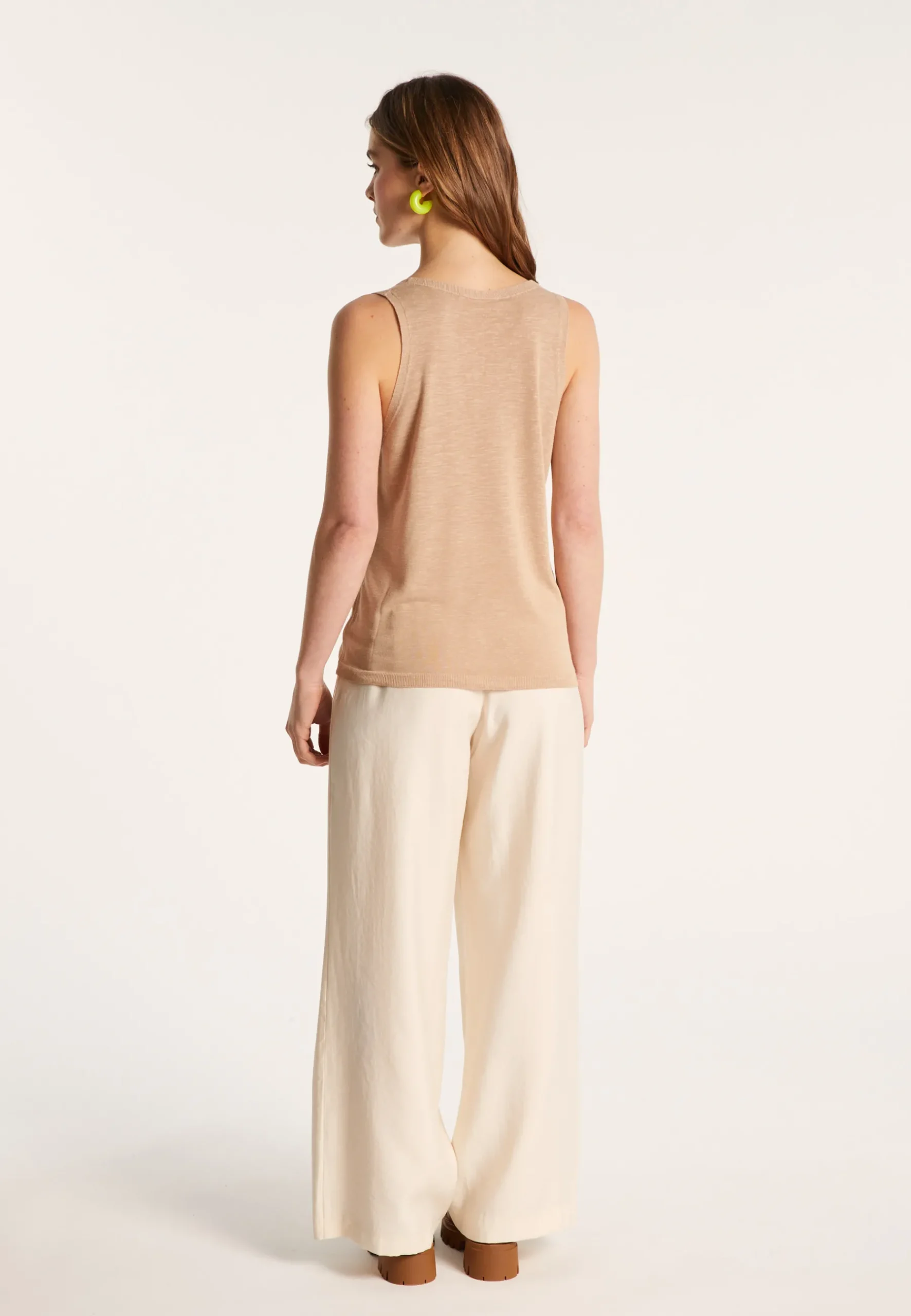 Montagut T-Shirts Et Débardeurs-Débardeur en lin flammé - Lalita 13-Beige moyen