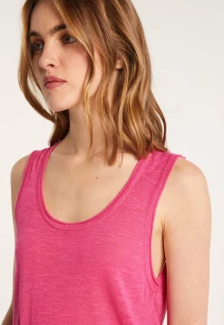 Montagut T-Shirts Et Débardeurs-Débardeur en lin flammé - Maitena 26-Rose foncé