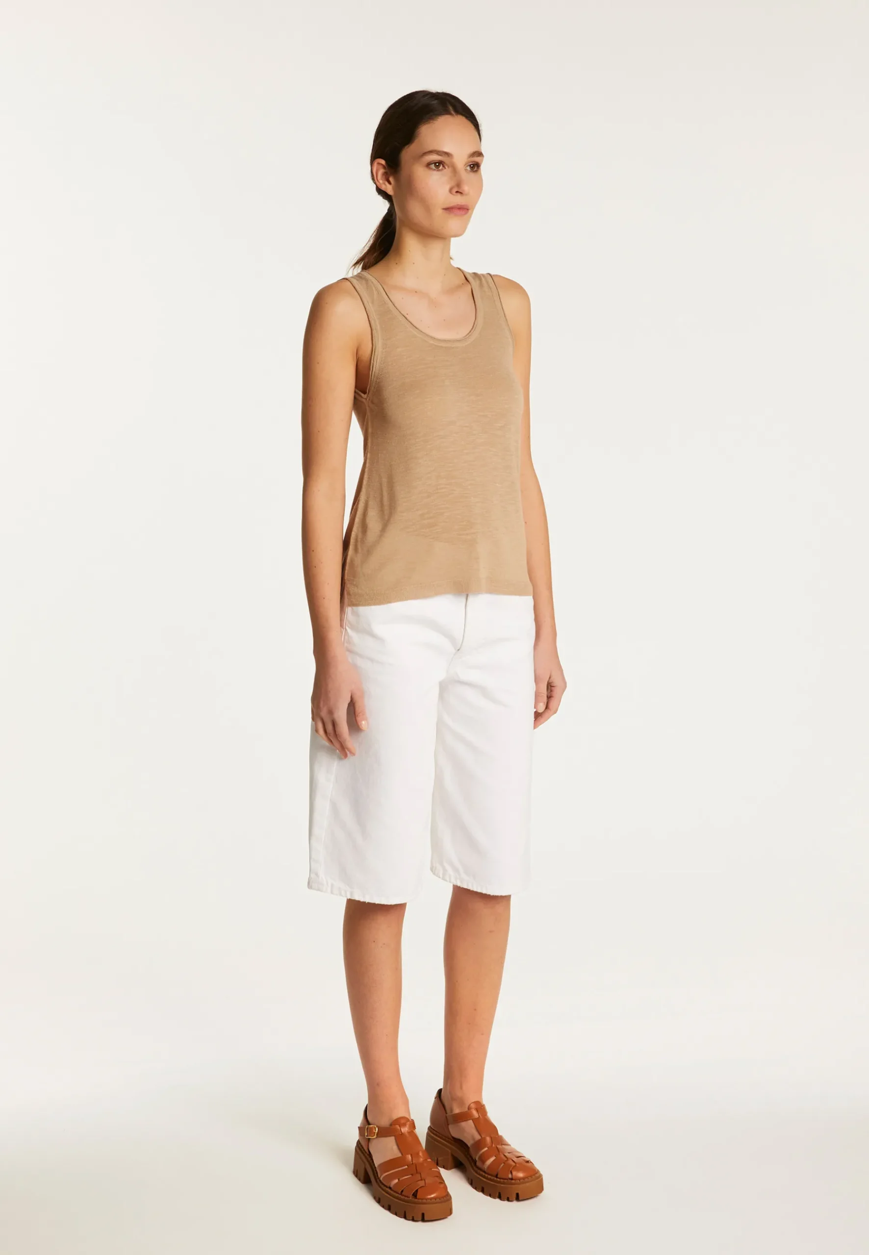 Montagut T-Shirts Et Débardeurs-Débardeur en lin flammé - Maitena 13-Beige moyen