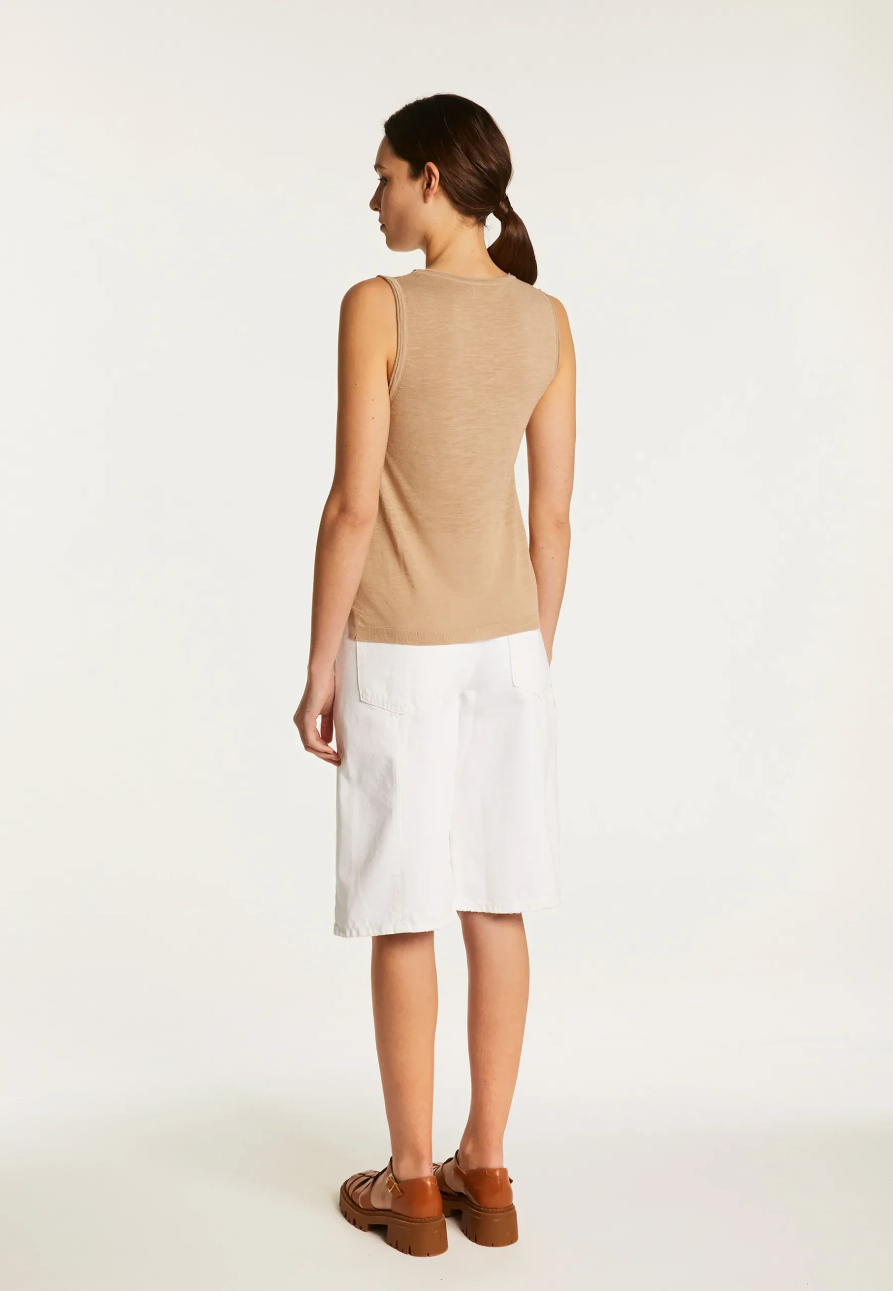 Montagut T-Shirts Et Débardeurs-Débardeur en lin flammé - Maitena 13-Beige moyen