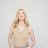 Montagut T-Shirts Et Débardeurs-Débardeur en lin flammé - Tahiti 12-Beige clair