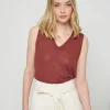 Montagut T-Shirts Et Débardeurs-Débardeur en lin flammé - Tahiti 51-Bordeaux