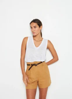 Montagut T-Shirts Et Débardeurs-Débardeur en lin flammé - Tahiti 02-Blanc