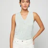 Montagut T-Shirts Et Débardeurs-Débardeur en lin flammé - Tahiti 23-Vert clair