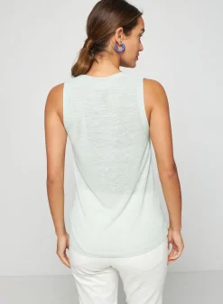 Montagut T-Shirts Et Débardeurs-Débardeur en lin flammé - Tahiti 23-Vert clair