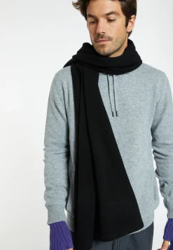 Montagut Accessoires-Echarpe cachemire et laine unisexe - Gabrias 01-Noir
