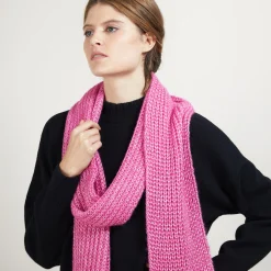 Montagut Accessoires-Echarpe en viscose et baby alpaga - Genu 26-Rose foncé