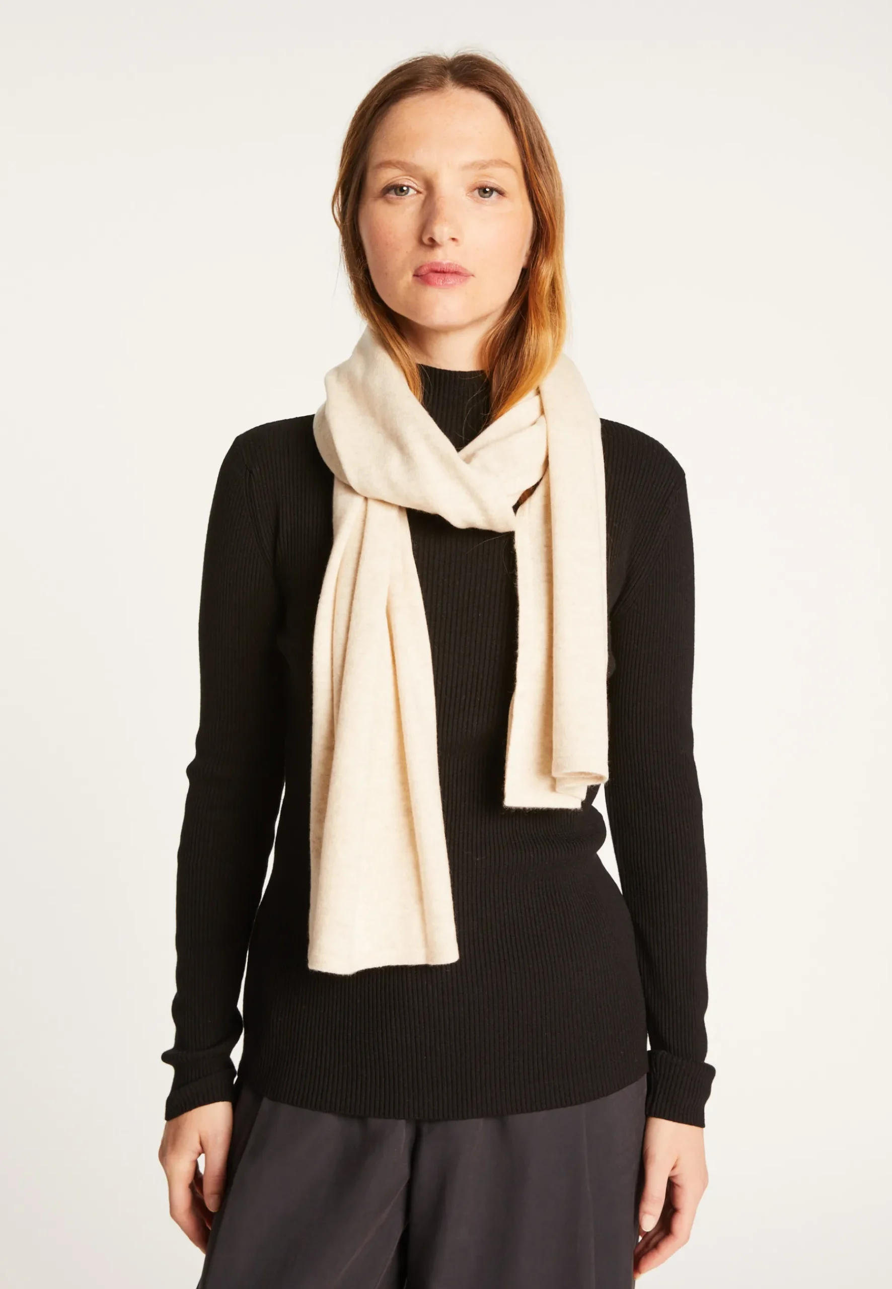 Montagut Accessoires-Echarpe unisexe en cachemire - Laura 13-Beige moyen