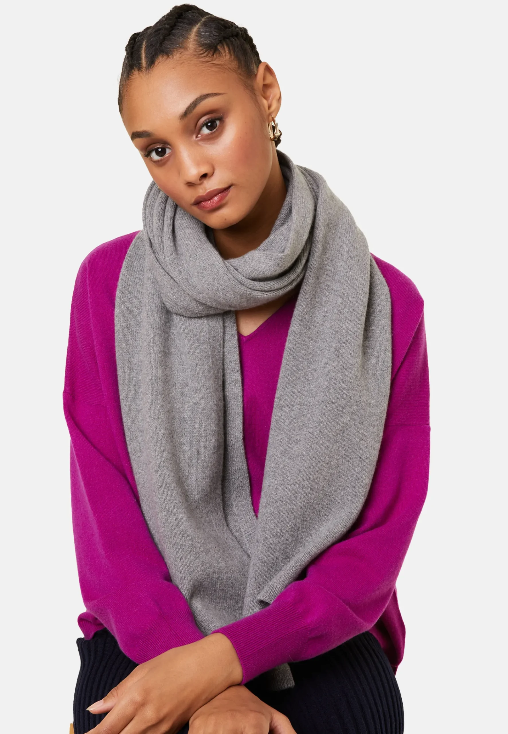 Montagut Accessoires-Echarpe unisexe en cachemire mélangé - Gabrias 09-Gris moyen