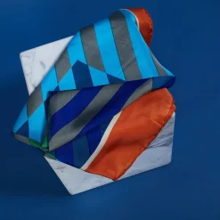 Montagut Accessoires-Foulard 100% soie - Florine 06-Bleu moyen