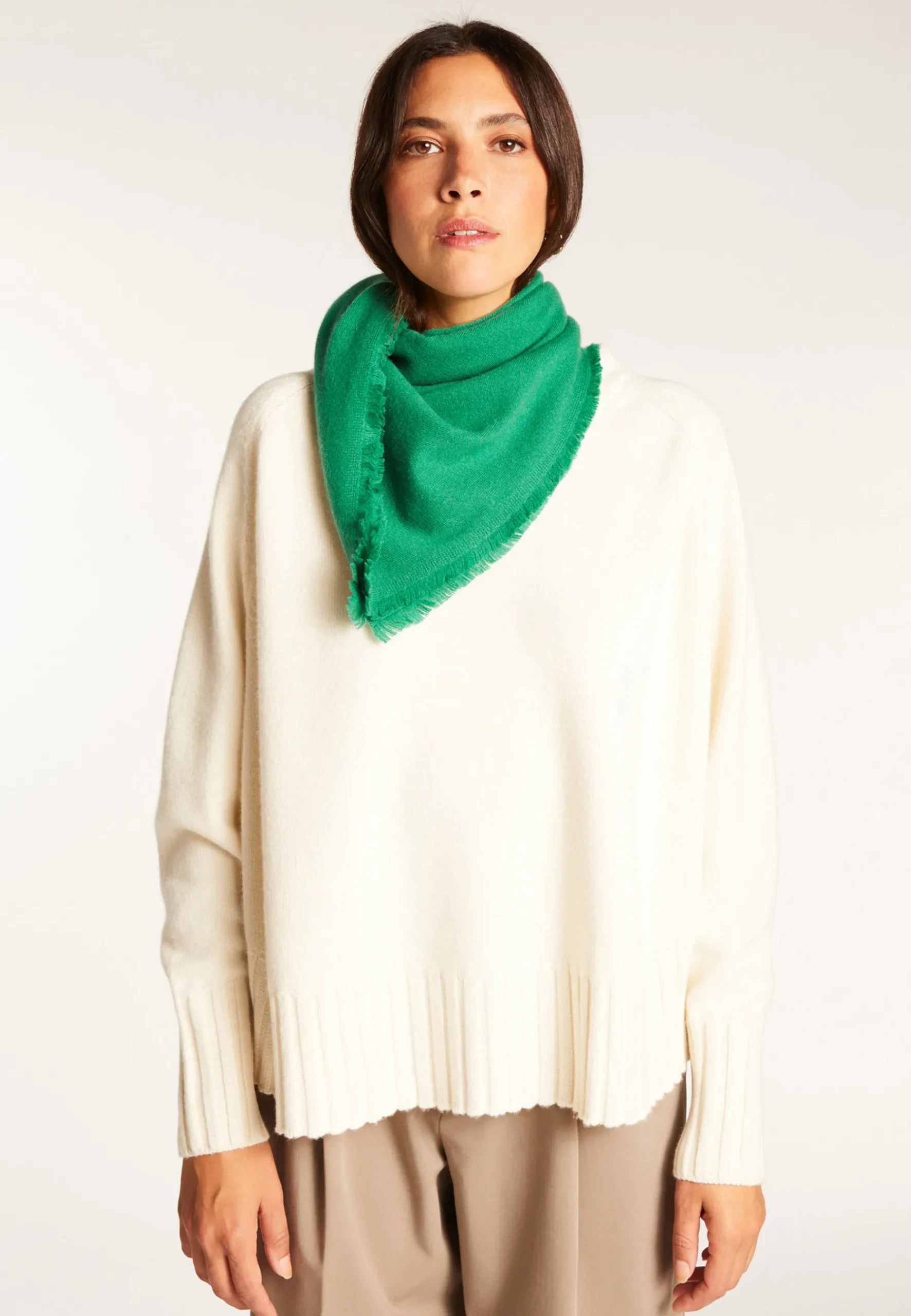 Montagut Accessoires-Foulard unisexe en cachemire - Lou 22-Vert moyen