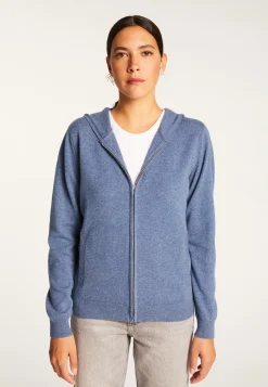Montagut Les Incontournables-Gilet à capuche en cachemire - Orus 95-Bleu denim