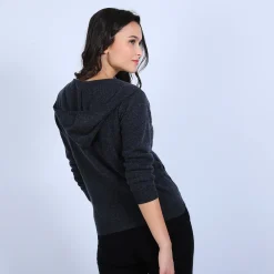 Montagut Les Incontournables-Gilet à capuche en cachemire - Orus 10-Gris foncé